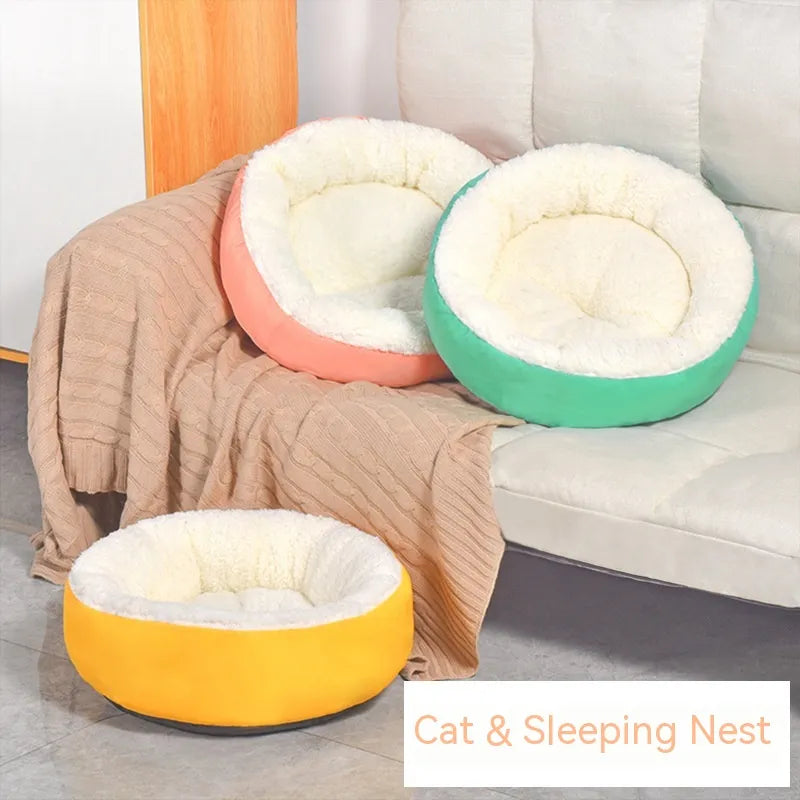 Round Lamb Wool Dog Bed – Soft & Cosy