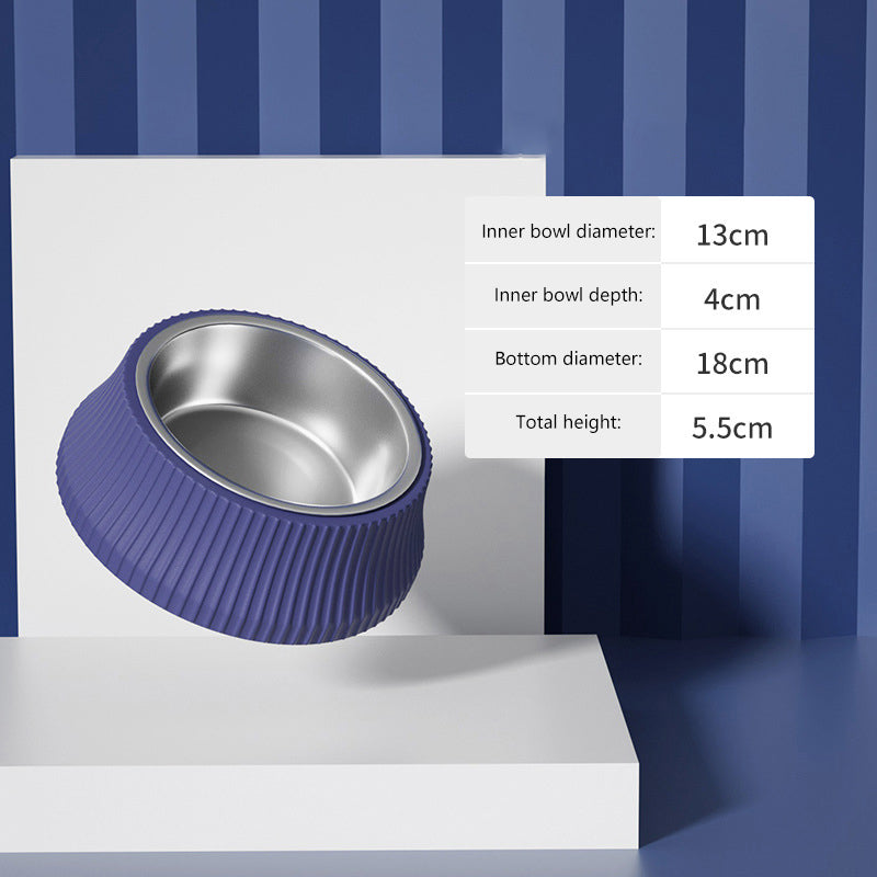 Stainless Steel Dog Bowl – Anti-Tip with Leather Placemat