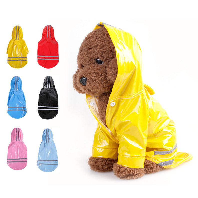 Dog Hooded Raincoat – Waterproof & Reflective Windproof Jacket