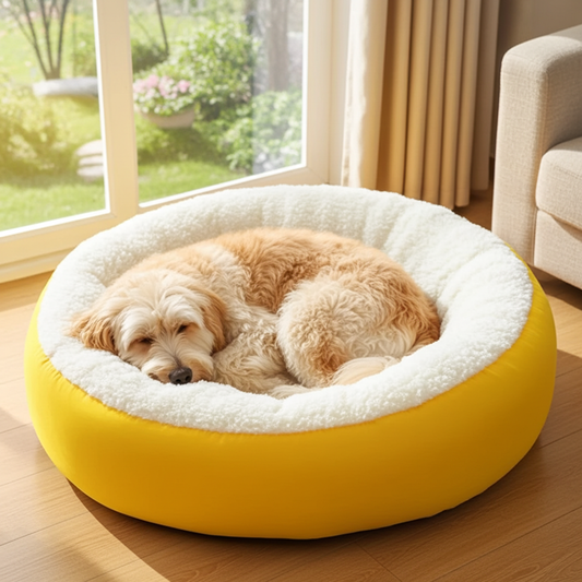 Round Lamb Wool Dog Bed – Soft & Cosy