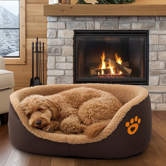 Round Wool Dog Bed – Soft & Warm Pet Sofa