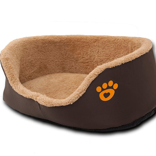 Round Wool Dog Bed – Soft & Warm Pet Sofa